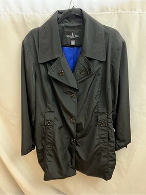 London Fog Women’s Black Double Breasted Trench Raincoat Jacket Plus Size 3X